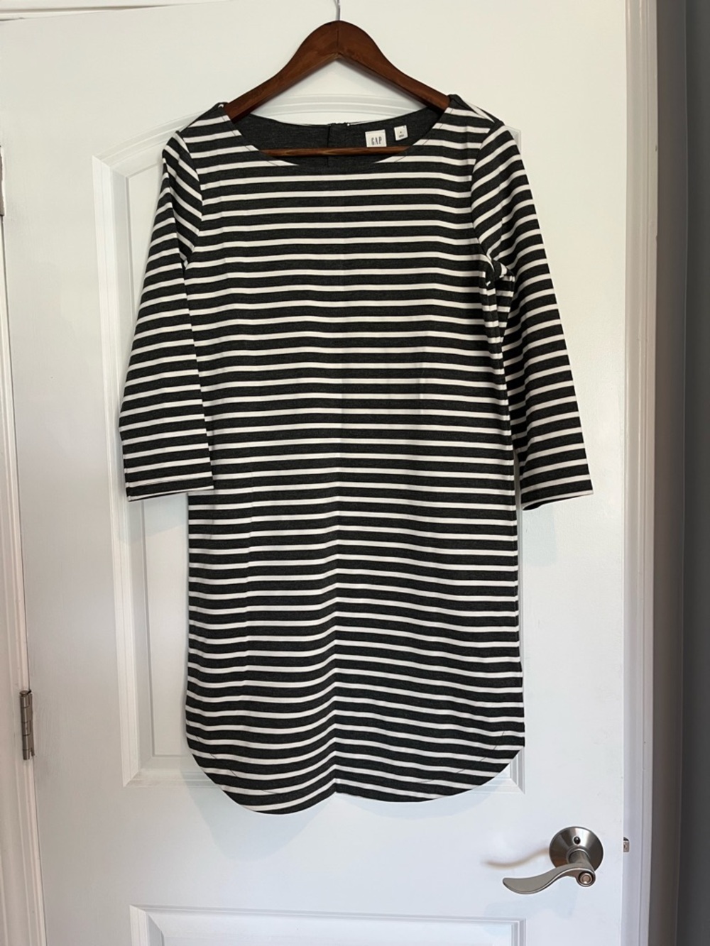 GAP Heather Grey & White Striped Boatneck Dress